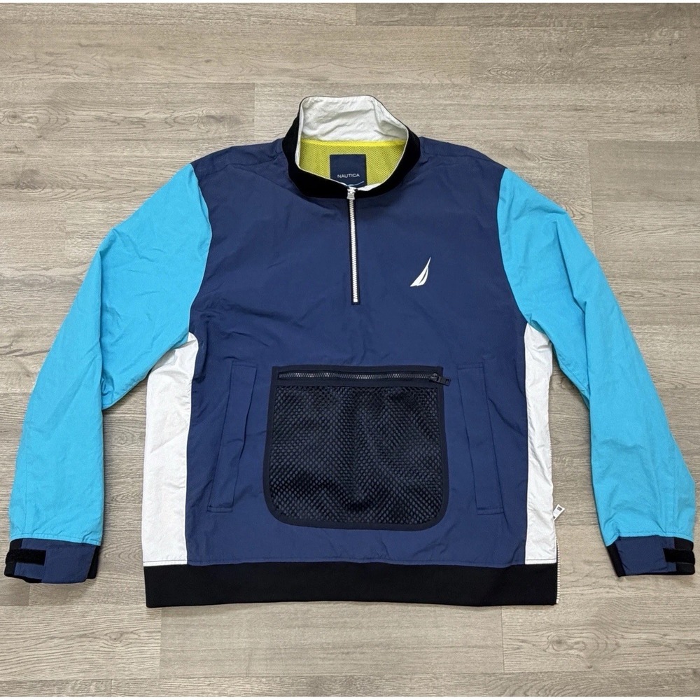 Nautica Colorblock Windbreaker Jacket Men's Large Blue J02500